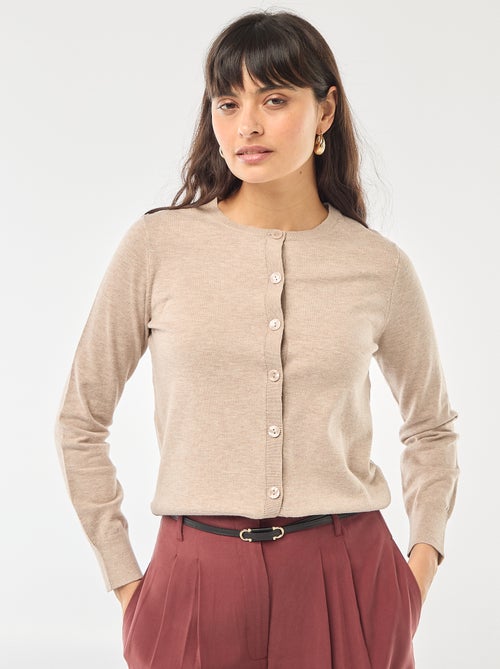 Casaco de malha de gola redonda liso - Kiabi