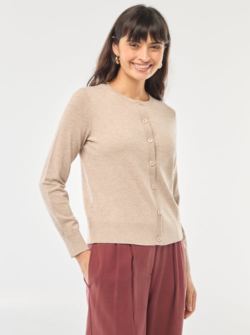 Casaco de malha de gola redonda liso - Kiabi