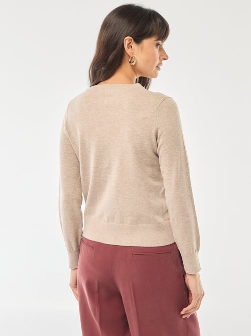 Casaco de malha de gola redonda liso - Kiabi