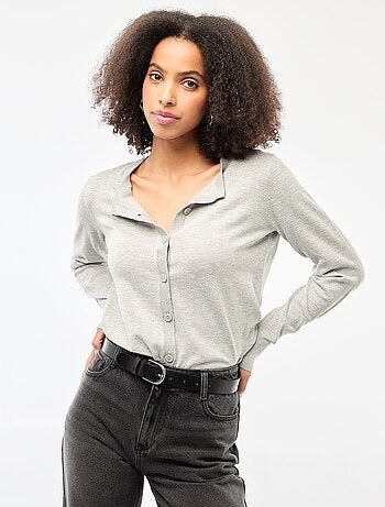 Casaco de malha de gola redonda liso