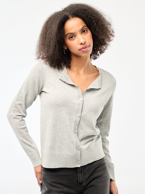 Casaco de malha de gola redonda liso - Kiabi