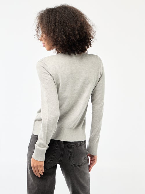 Casaco de malha de gola redonda liso - Kiabi