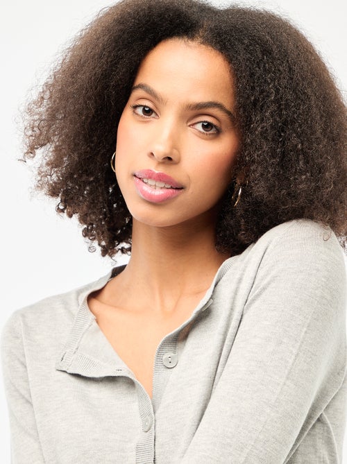 Casaco de malha de gola redonda liso - Kiabi