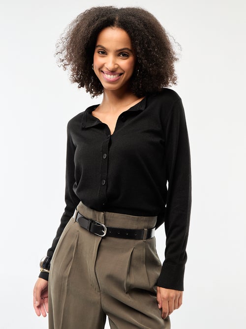 Casaco de malha de gola redonda liso - Kiabi