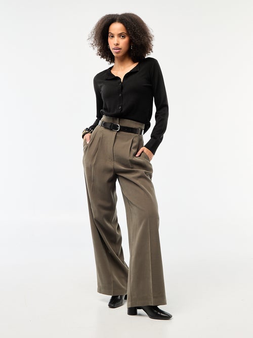 Casaco de malha de gola redonda liso - Kiabi