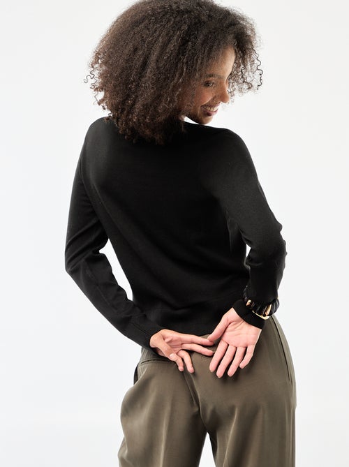 Casaco de malha de gola redonda liso - Kiabi