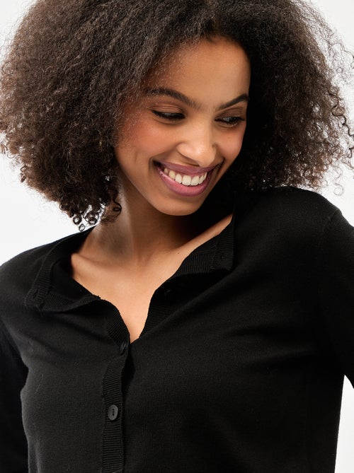 Casaco de malha de gola redonda liso - Kiabi