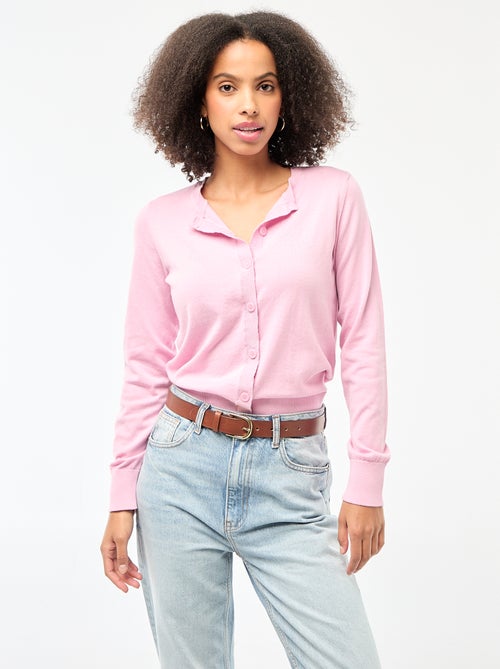 Casaco de malha de gola redonda liso - Kiabi