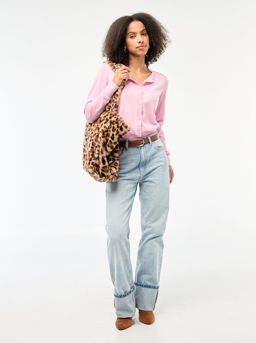 Casaco de malha de gola redonda liso - Kiabi