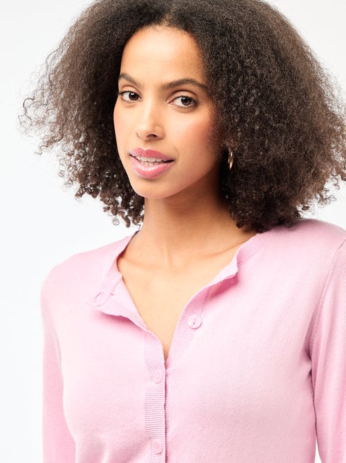 Casaco de malha de gola redonda liso - Kiabi