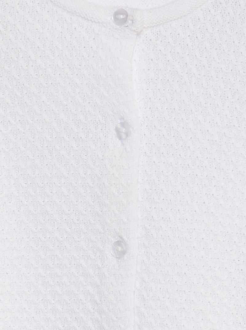 Casaco de malha em ponto mousse Branco - Kiabi