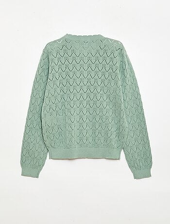 Casaco de malha fantasia com ponto aberto