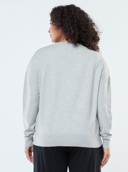 Casaco de malha fina com abertura de botões - Kiabi