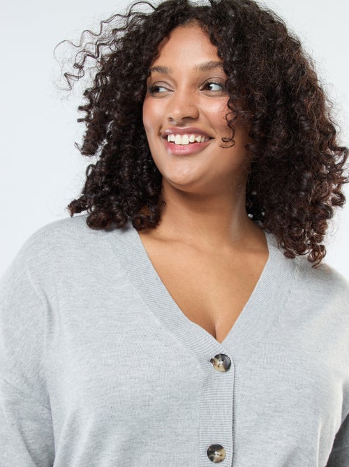 Casaco de malha fina com abertura de botões - Kiabi