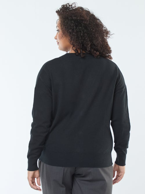 Casaco de malha fina com abertura de botões - Kiabi