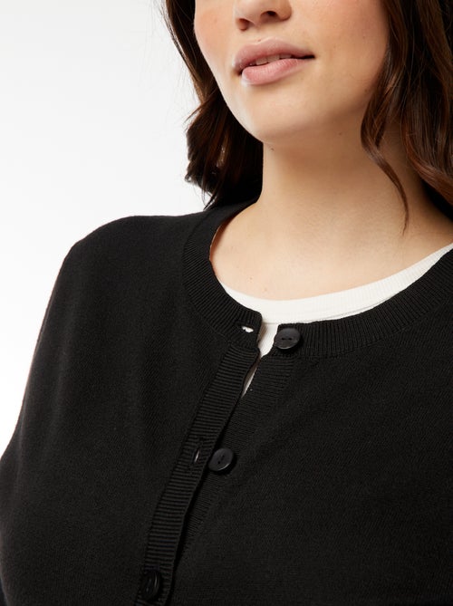 Casaco de malha fina larga com abertura com botões - Kiabi