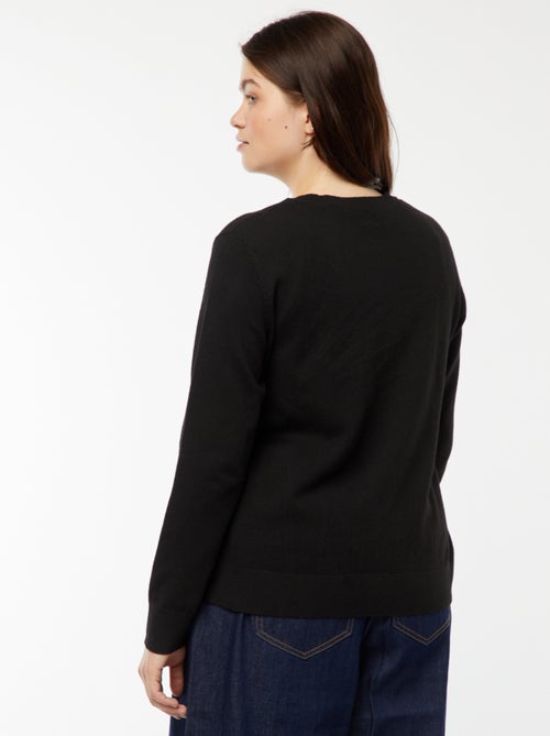 Casaco de malha fina larga com abertura com botões - Kiabi