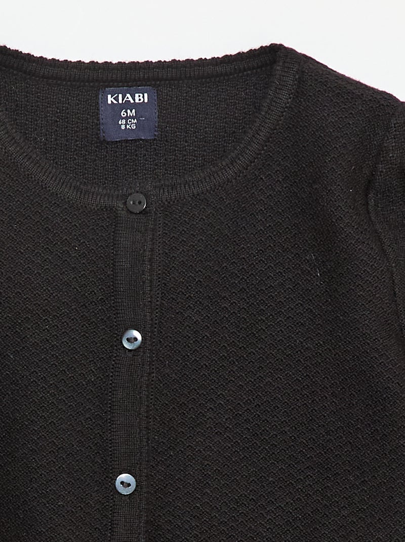 Casaco de malha fina lisa Preto - Kiabi