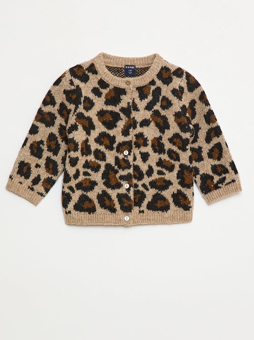 Casaco de malha gola redonda leopardo - Kiabi