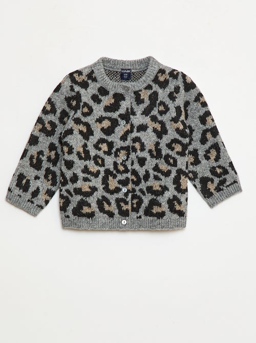Casaco de malha gola redonda leopardo - Kiabi