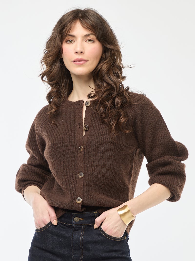 Casaco de malha grossa Castanho - Kiabi