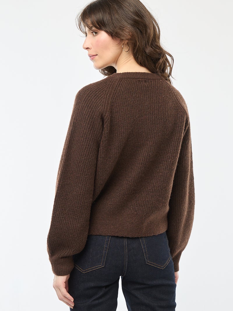 Casaco de malha grossa Castanho - Kiabi