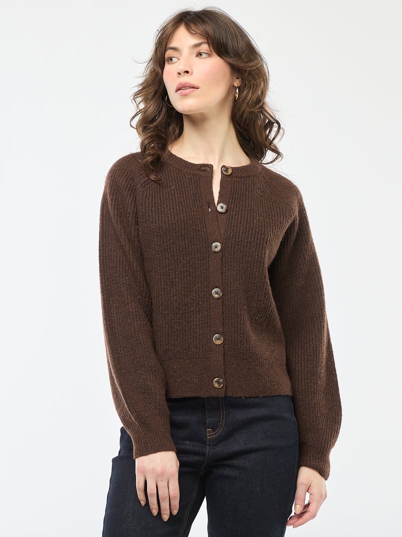 Casaco de malha grossa Castanho - Kiabi