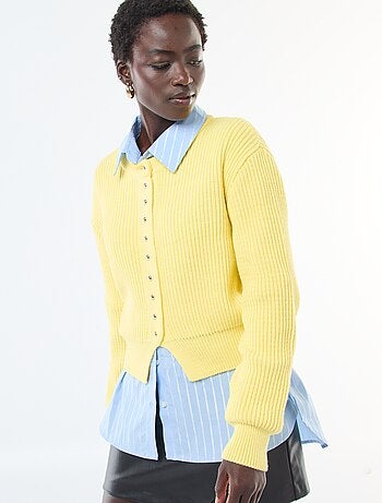 Casaco com botões em malha grossa