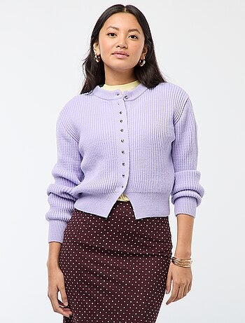 Casaco com botões em malha grossa