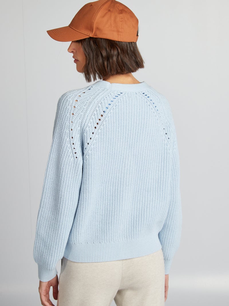 Casaco de malha grossa larga AZUL - Kiabi