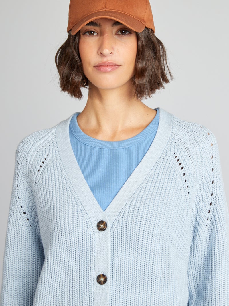 Casaco de malha grossa larga AZUL - Kiabi