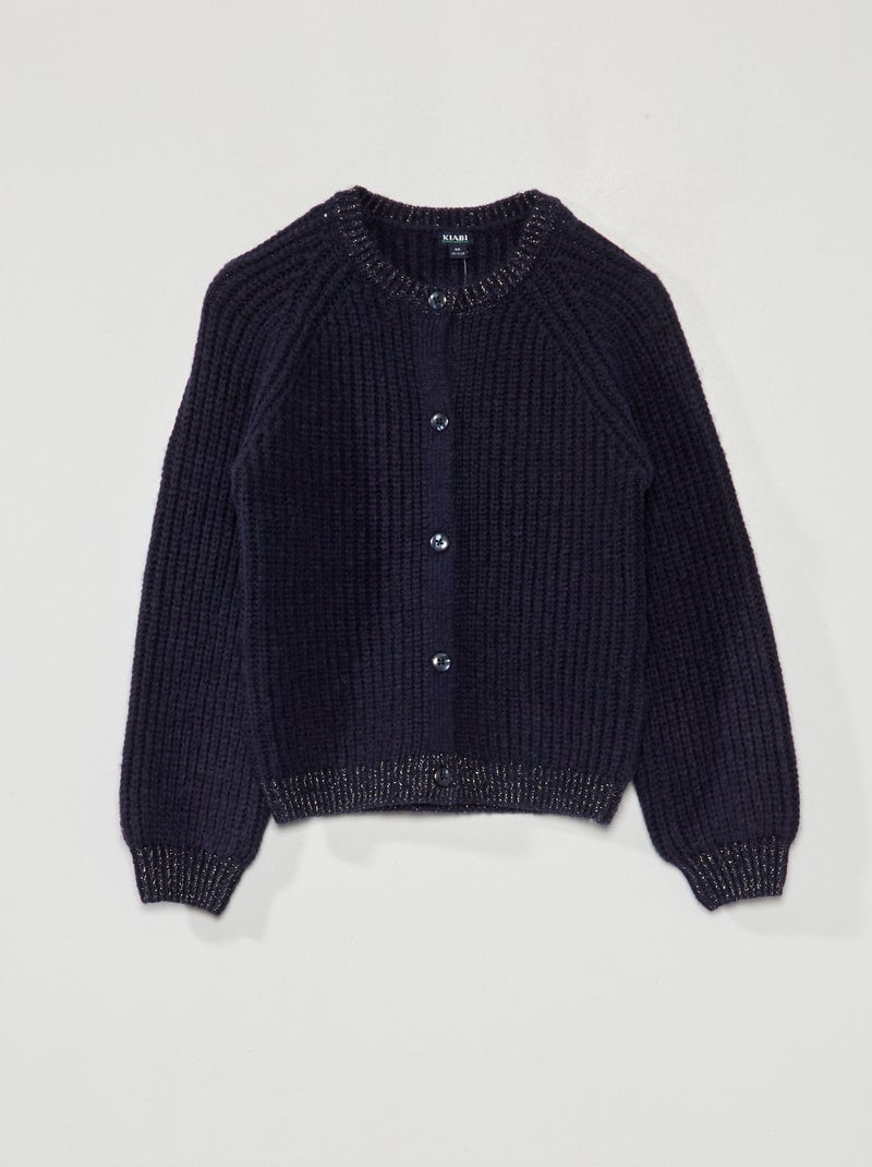 Casaco de malha grossa larga Azul Preto - Kiabi