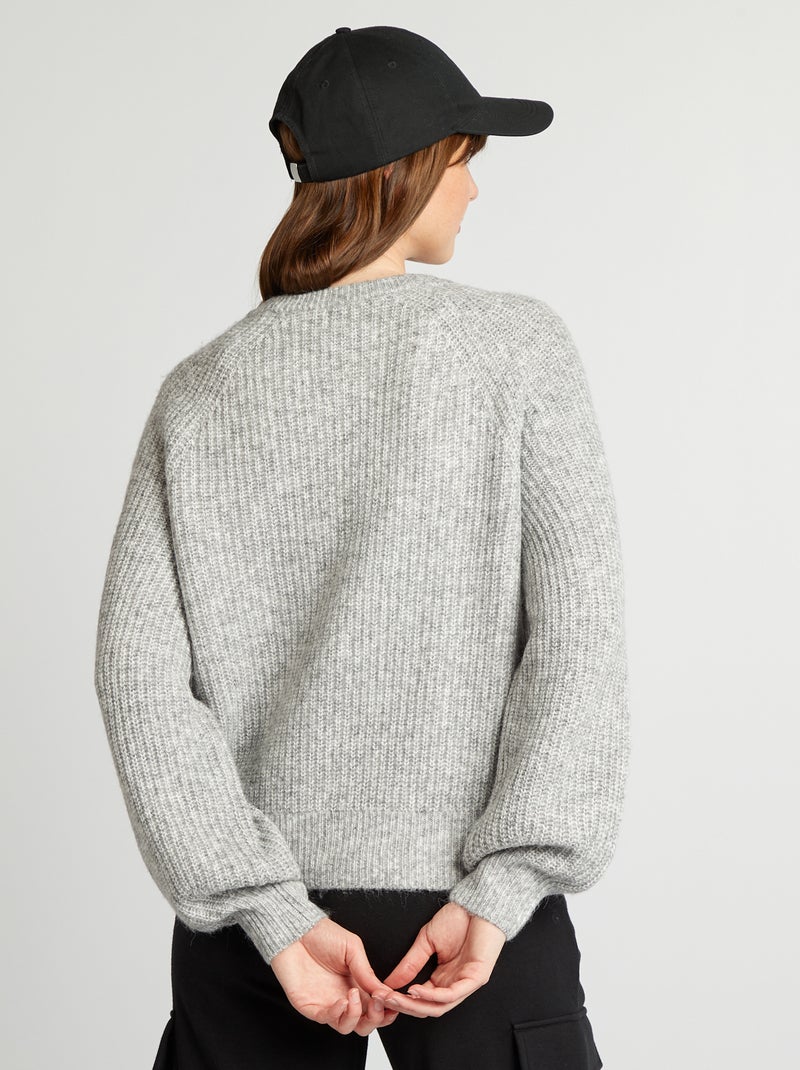 Casaco de malha grossa larga CINZA - Kiabi