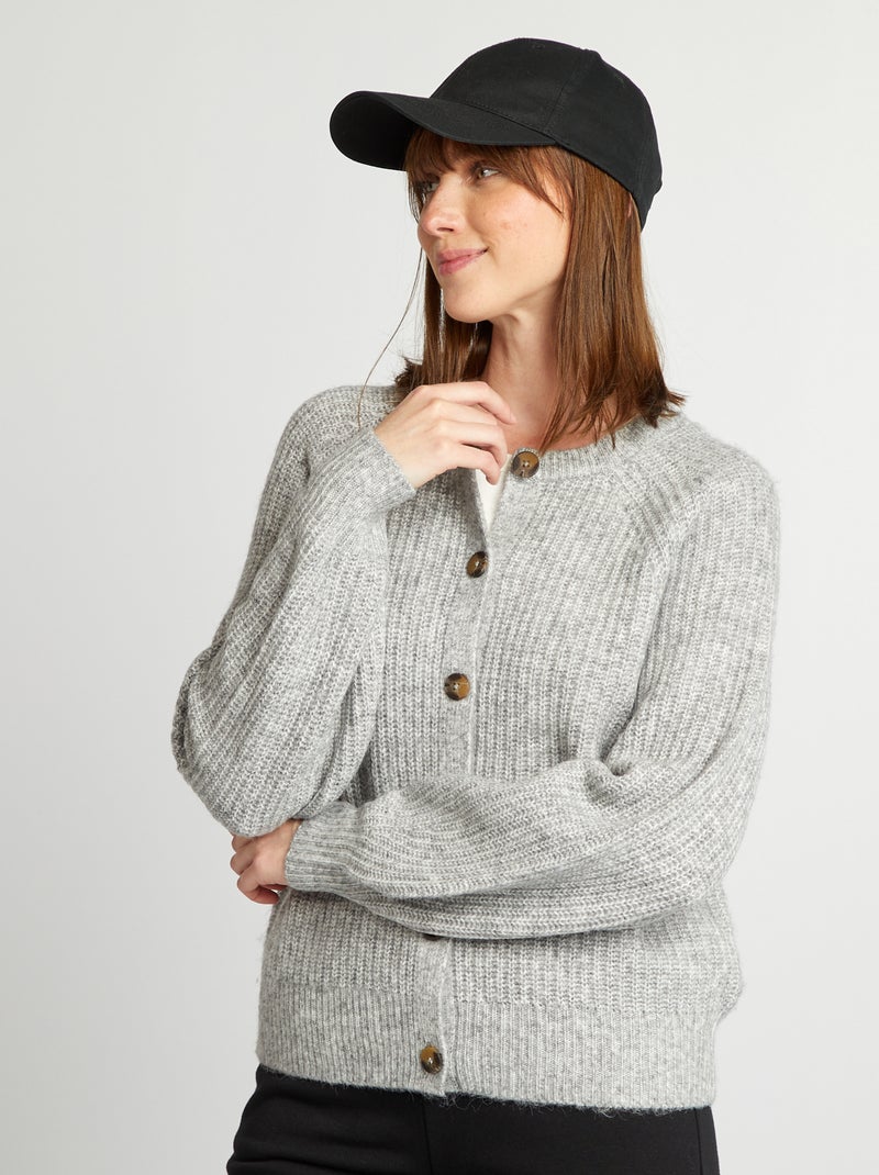 Casaco de malha grossa larga CINZA - Kiabi