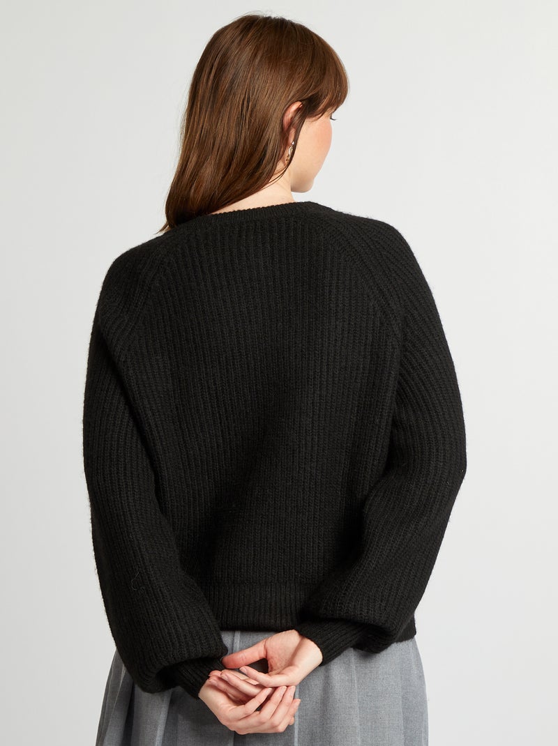 Casaco de malha grossa larga Preto - Kiabi