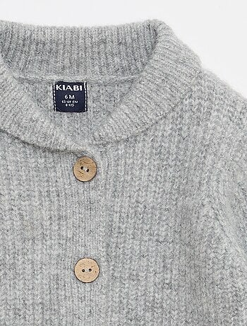 Casaco de malha grosso com gola xaile