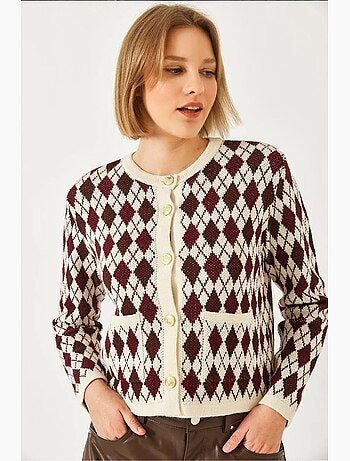 Casaco de malha jacquard com bolsos lucci