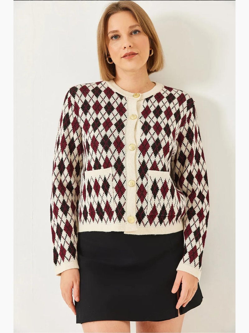 Casaco de malha jacquard com bolsos lucci Multicolorido - Kiabi