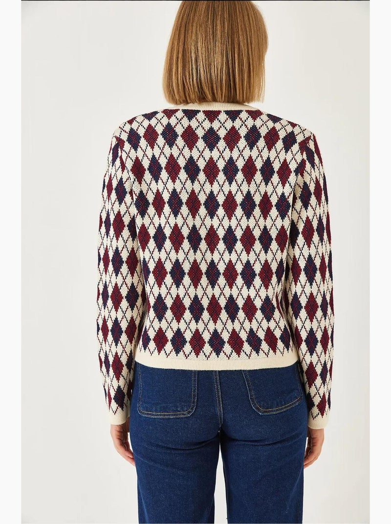 Casaco de malha jacquard com bolsos lucci Vermelho bordô - Kiabi