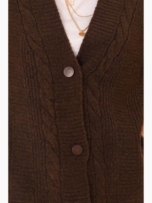 Casaco de malha jacquard com decote em v e botões bdart - Kiabi