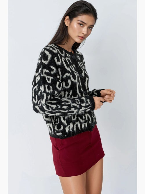 Casaco de malha jacquard de manga comprida com botões my fashion - Kiabi