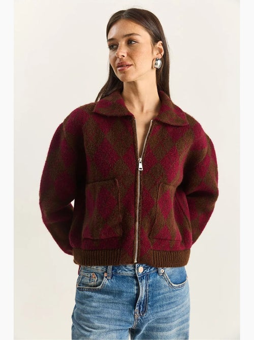 Casaco de malha jacquard grossa com fecho de correr lucci - Kiabi Casaco de malha jacquard grossa com fecho de correr lucci - Kiabi