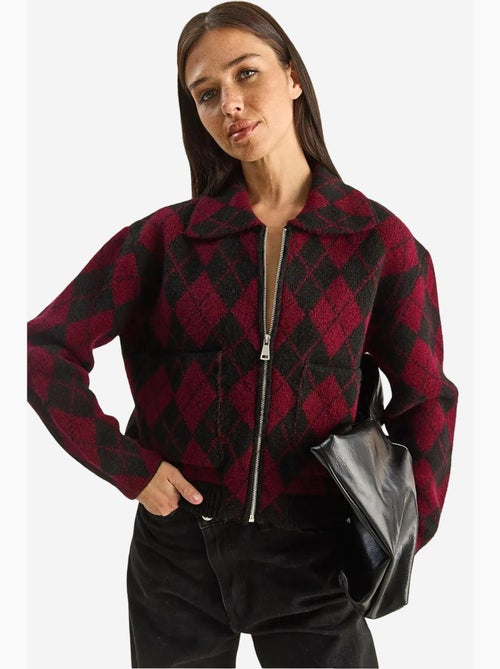 Casaco de malha jacquard grossa com fecho de correr lucci - Kiabi Casaco de malha jacquard grossa com fecho de correr lucci - Kiabi