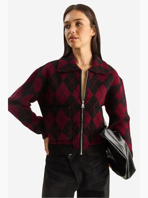 Casaco de malha jacquard grossa com fecho de correr lucci - Kiabi Casaco de malha jacquard grossa com fecho de correr lucci - Kiabi