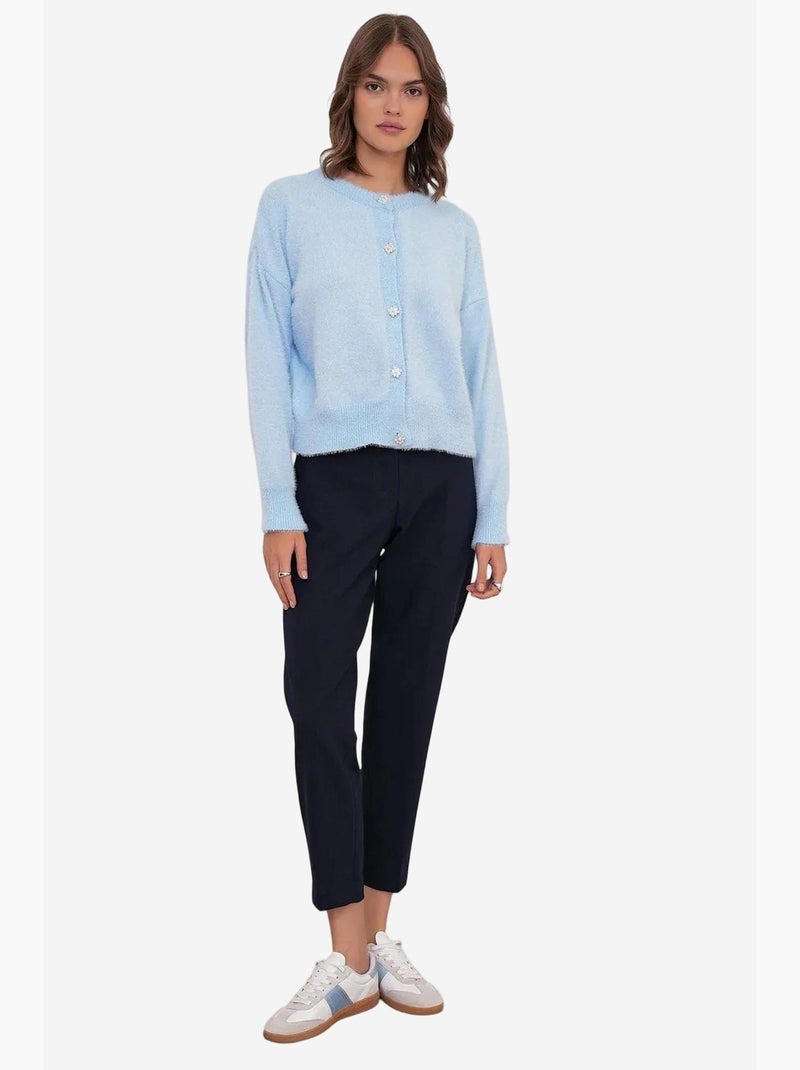 Casaco de malha jacquard oversized com botões mixray Azul-céu - Kiabi