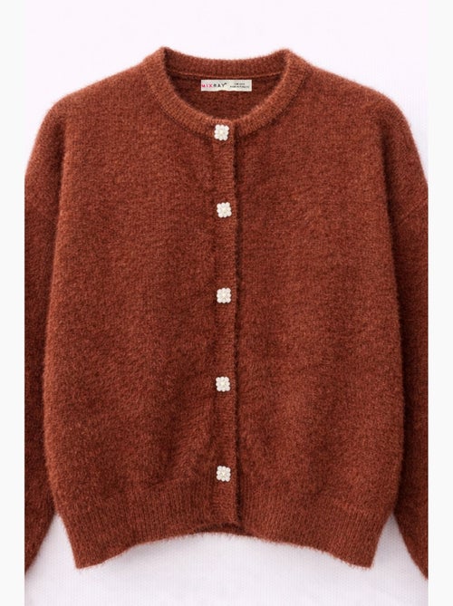Casaco de malha jacquard oversized com botões mixray - Kiabi Casaco de malha jacquard oversized com botões mixray - Kiabi