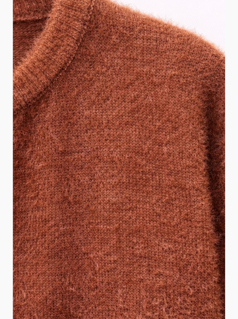 Casaco de malha jacquard oversized com botões mixray Castanho-claro - Kiabi