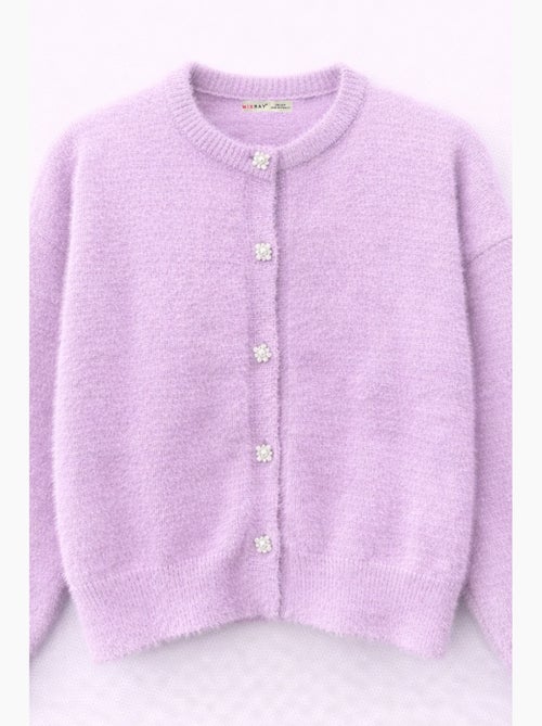Casaco de malha jacquard oversized com botões mixray - Kiabi Casaco de malha jacquard oversized com botões mixray - Kiabi