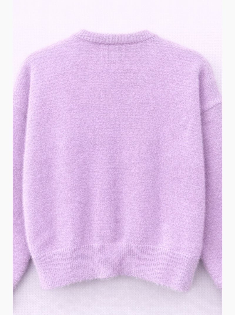 Casaco de malha jacquard oversized com botões mixray Lavanda - Kiabi