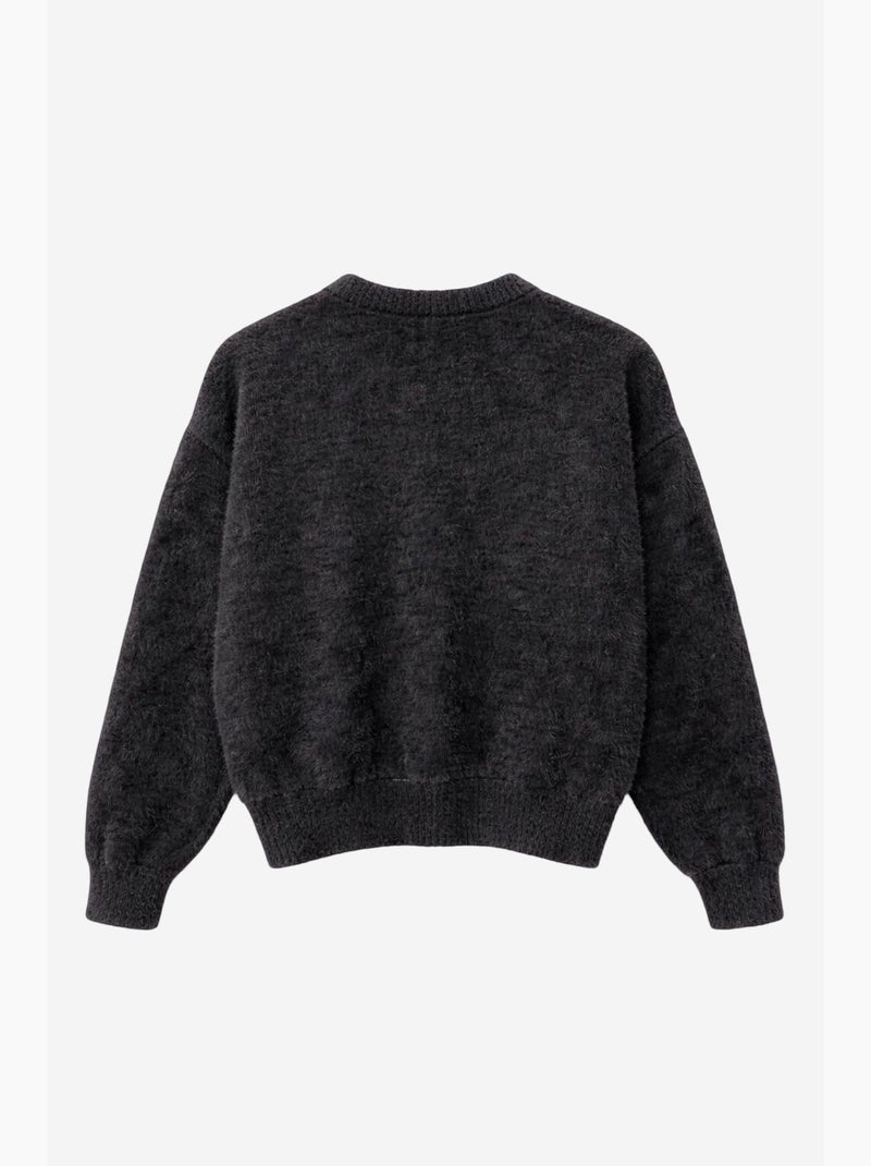 Casaco de malha jacquard oversized com botões mixray Preto - Kiabi